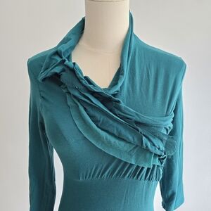 Anthropologie Ric Rac "Wind Ruffled Tee" in teal - Size S / M
